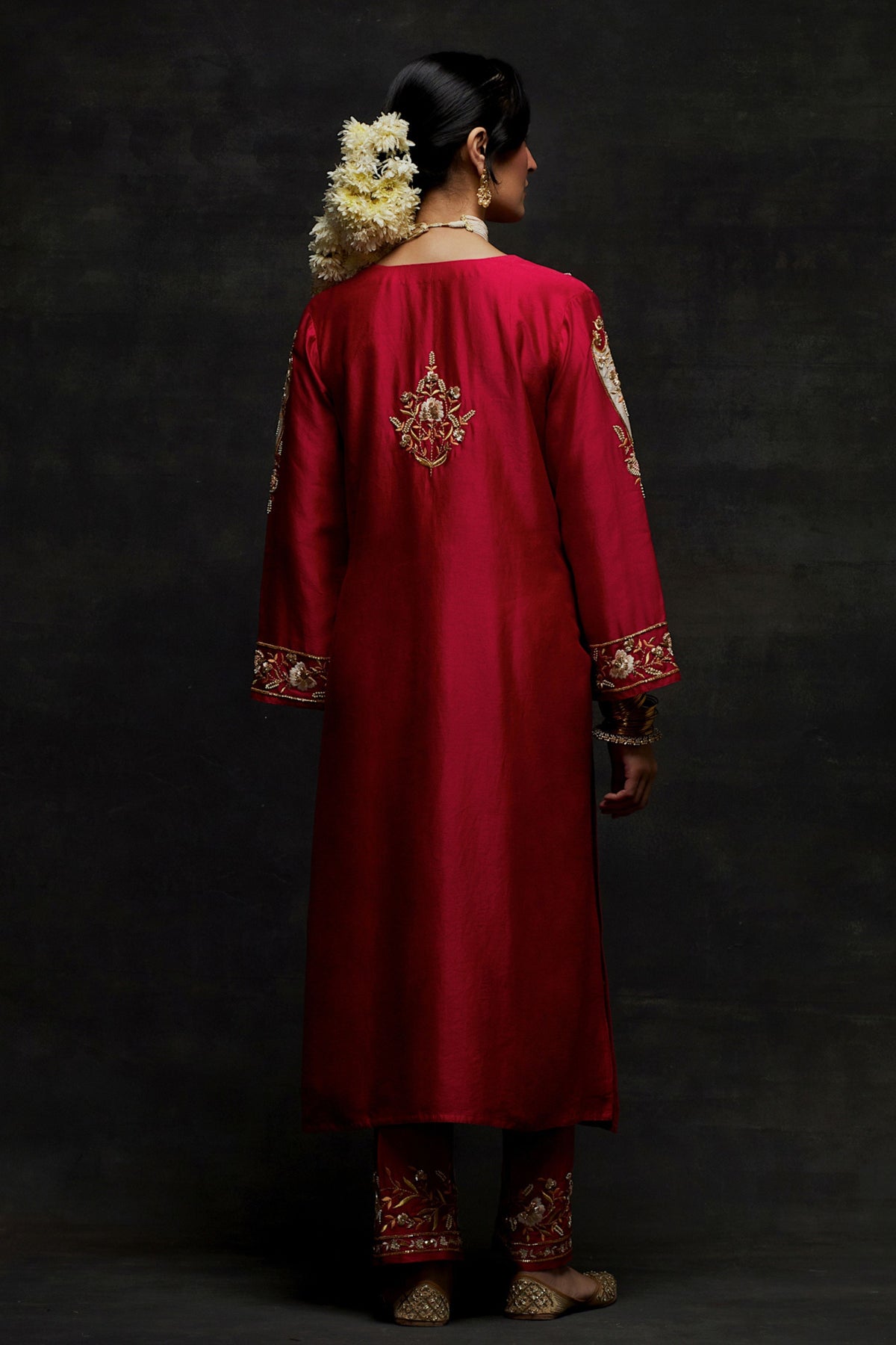 Red Yoke Kurta Set