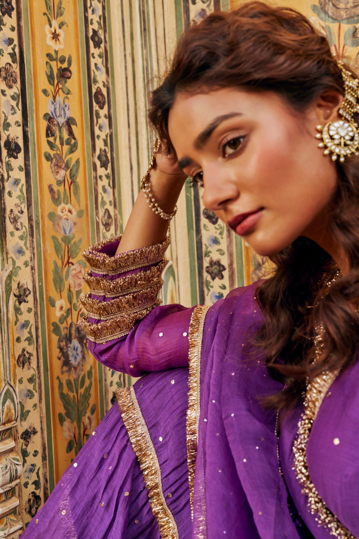 Imperial Purple Tiered Angrakha Set