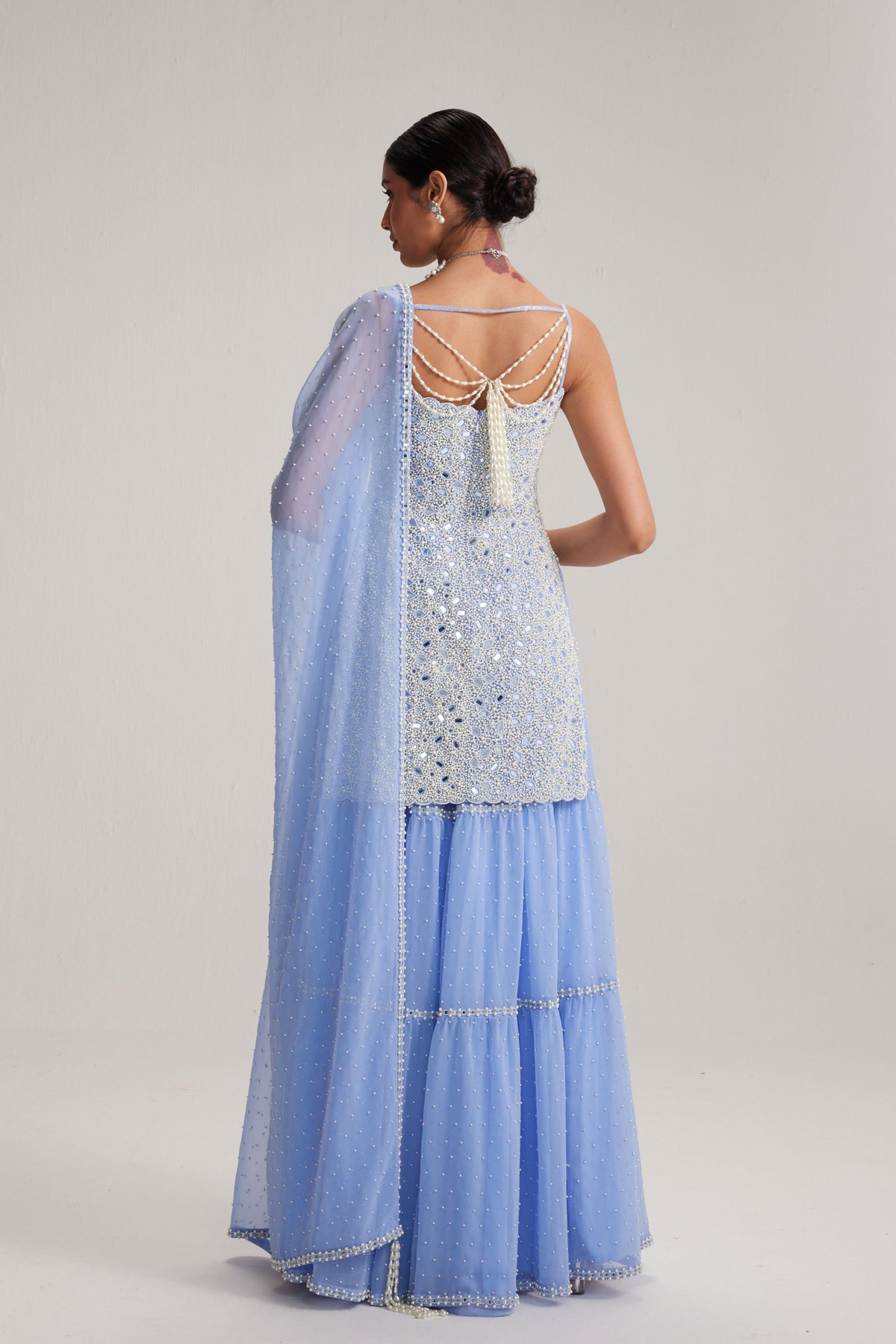 Dew Blue Sharara Set