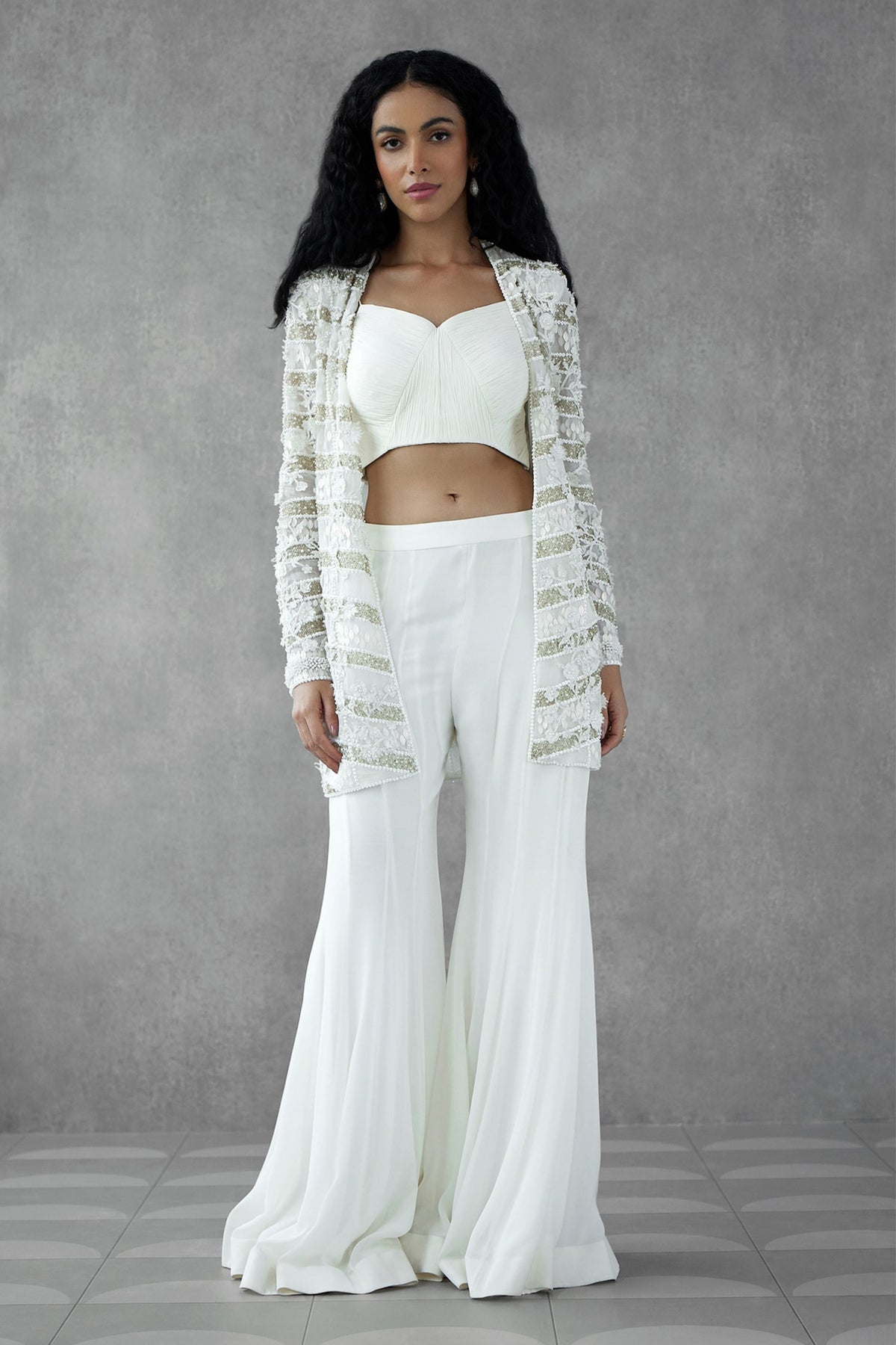 Ivory Embroidered Jacket Set