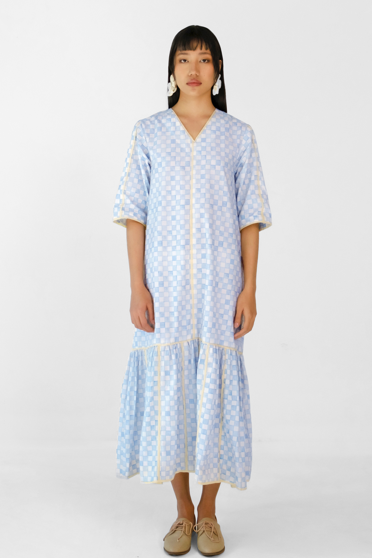 Blue Checks Applique Dress