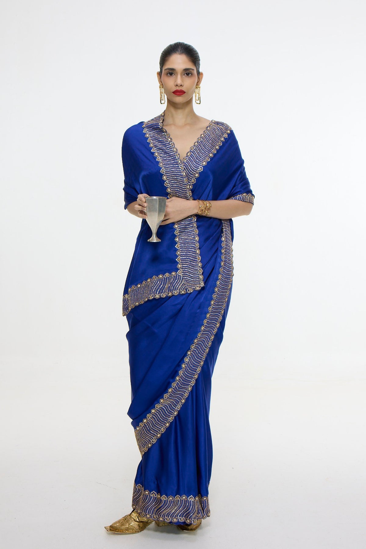Marine Blue Mashroo Silk Saree