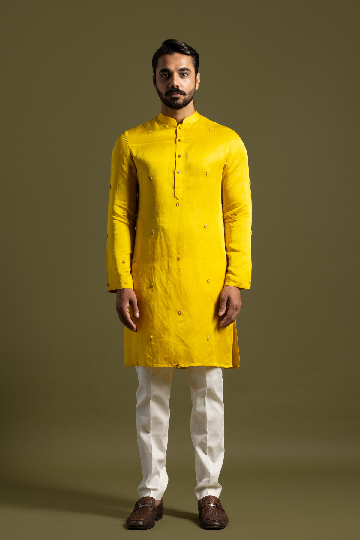 Yellow Linen Kurta Set