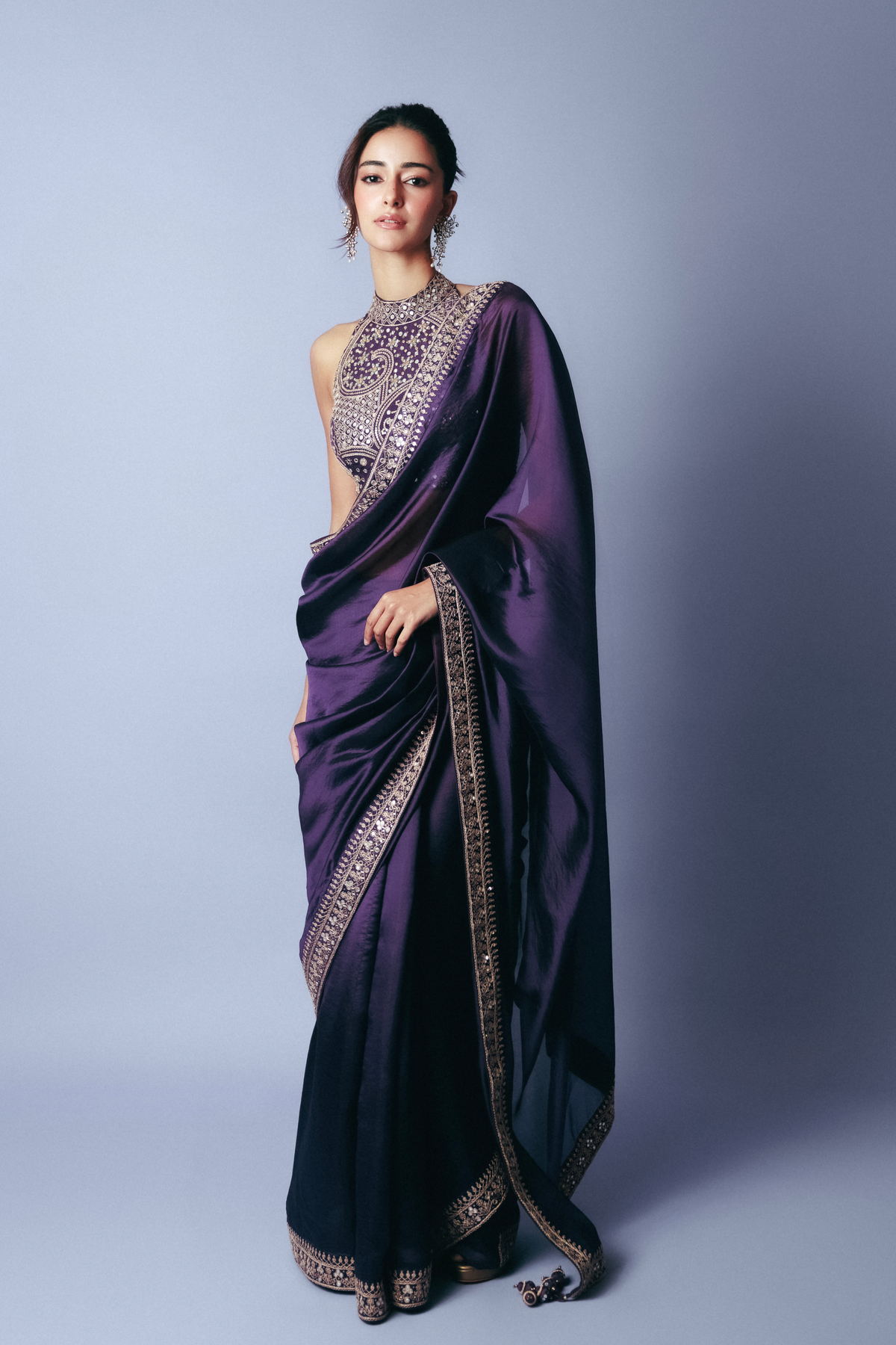 Ananya Panday in Classic Baingani Saree Set