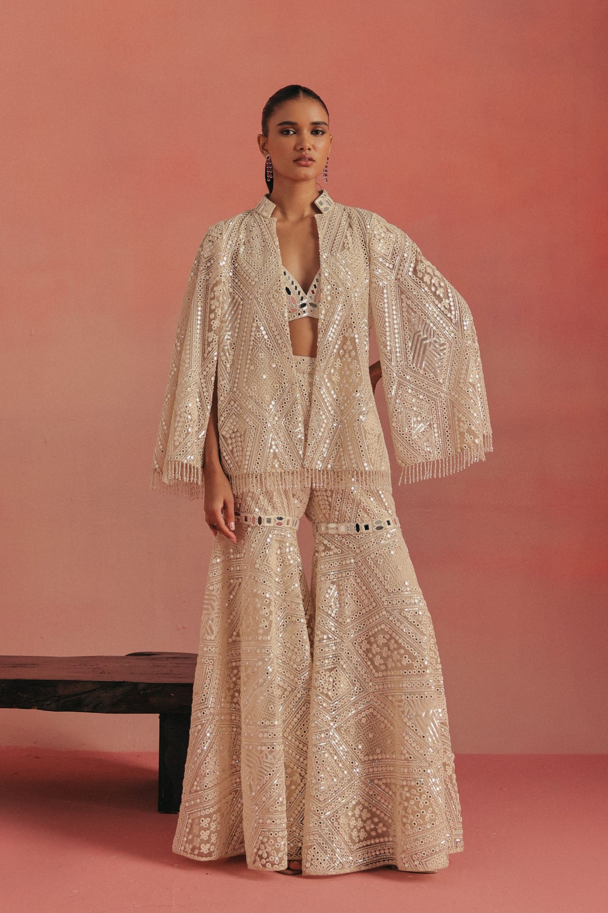 Mirror Work Cape Sharara Set