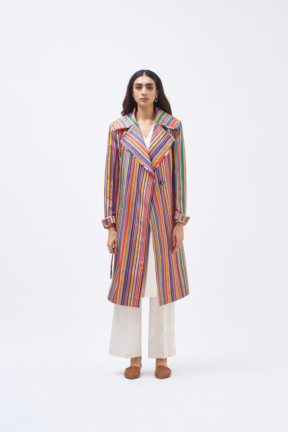 Charley Stripe Technicolour Trench Jacket
