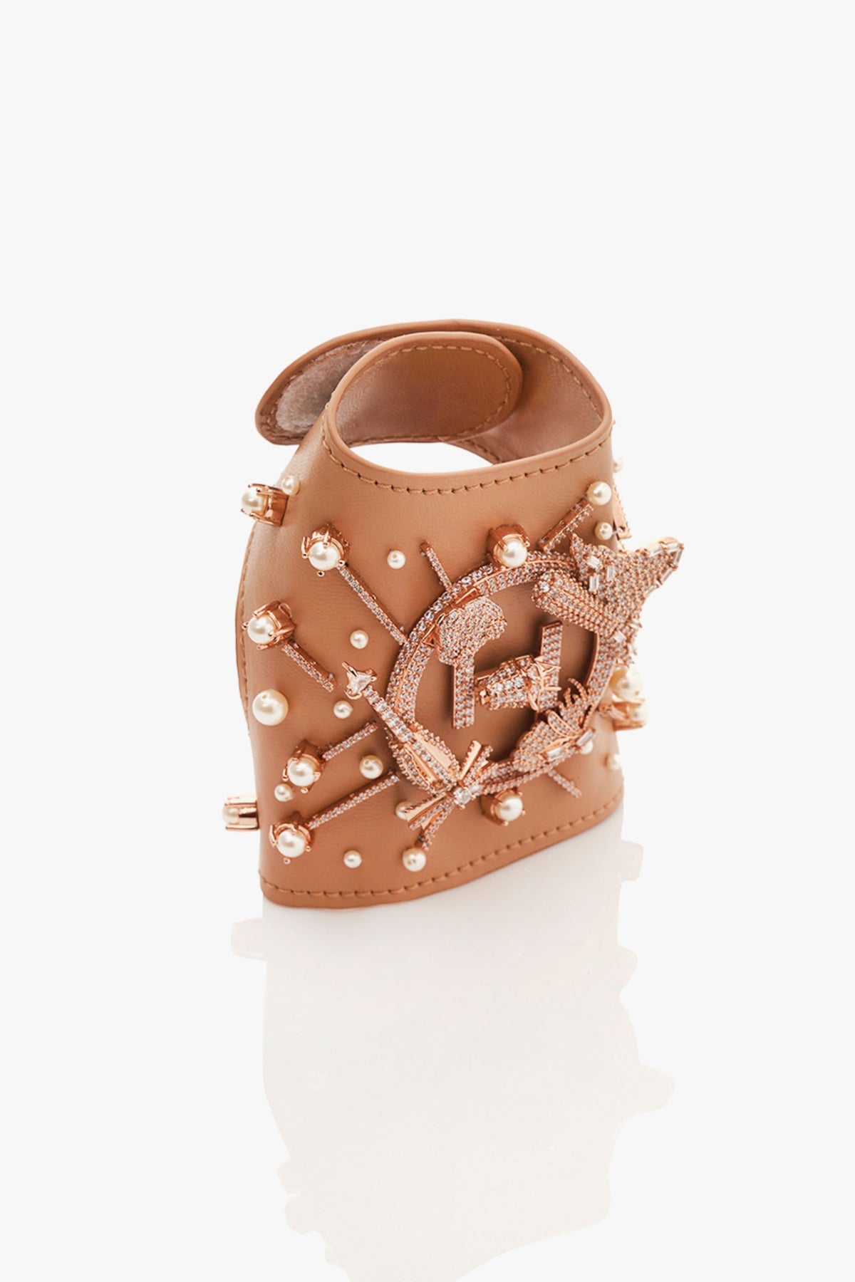 OH V Jewelled Glovelettes in Beige