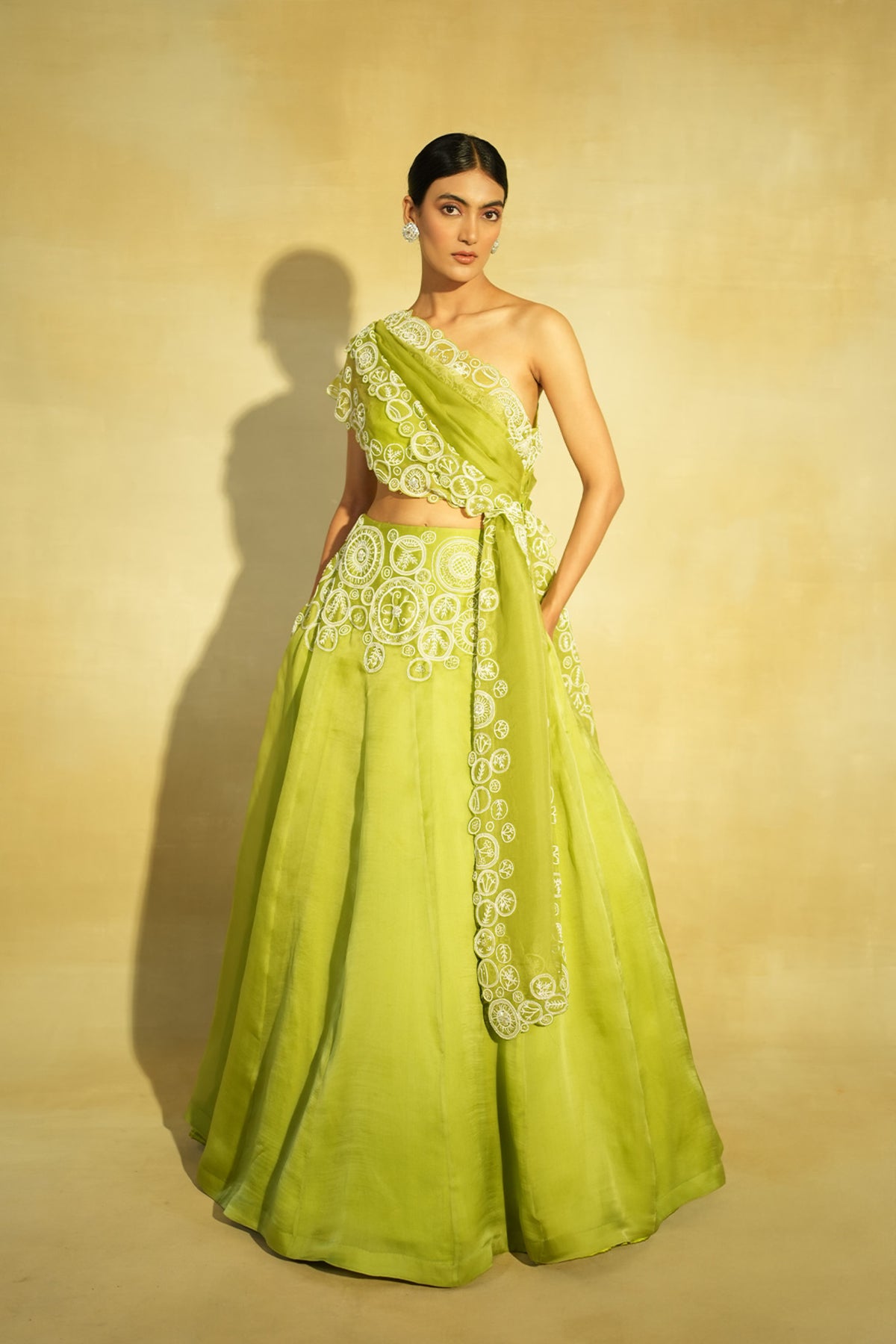 Parrot Taarini Drape Lehenga Set