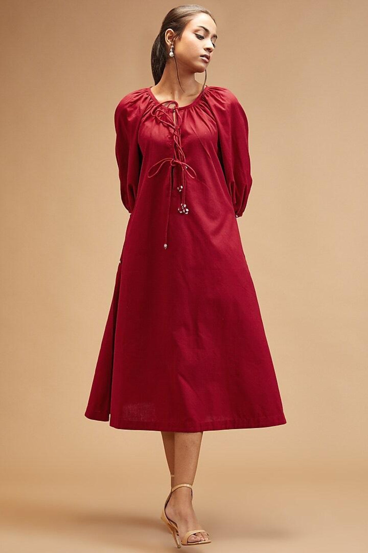 Scarlet Red Gathered Dress