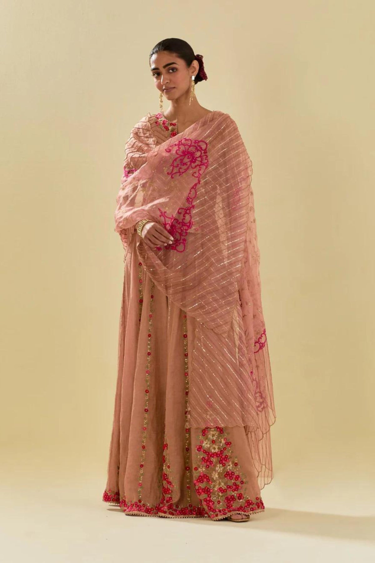 Pink Embroidered Lehenga Set
