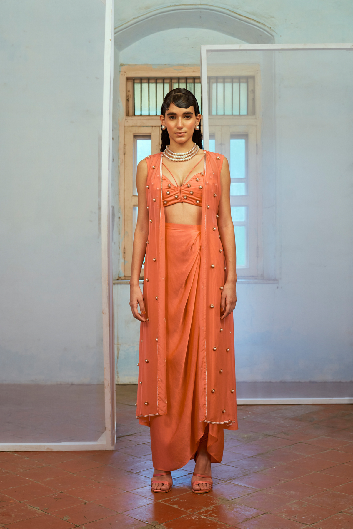 Pink Drape Skirt Set