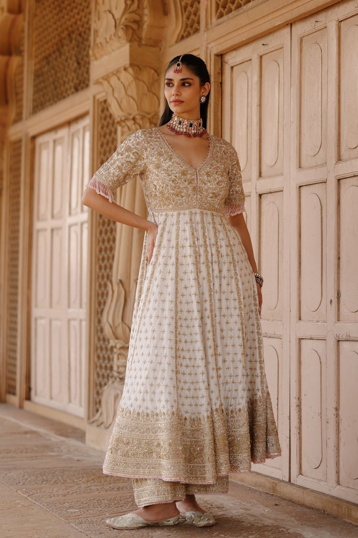 Nafees Ivory Anarkali Set