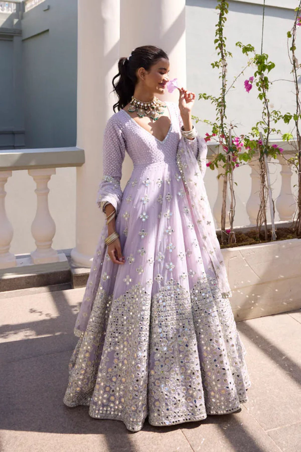 Lilac Anarkali Set