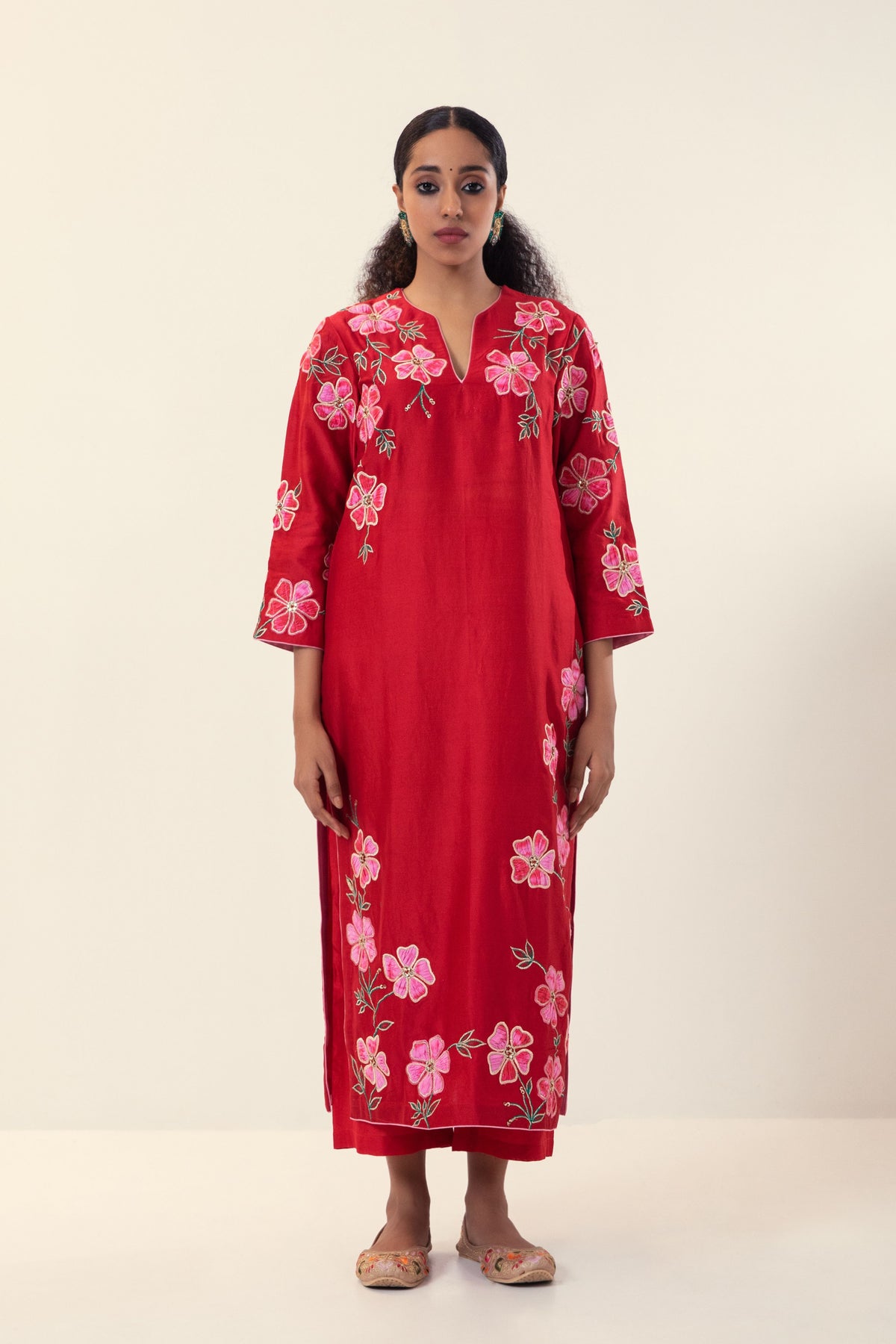 Floral Kurta in Red