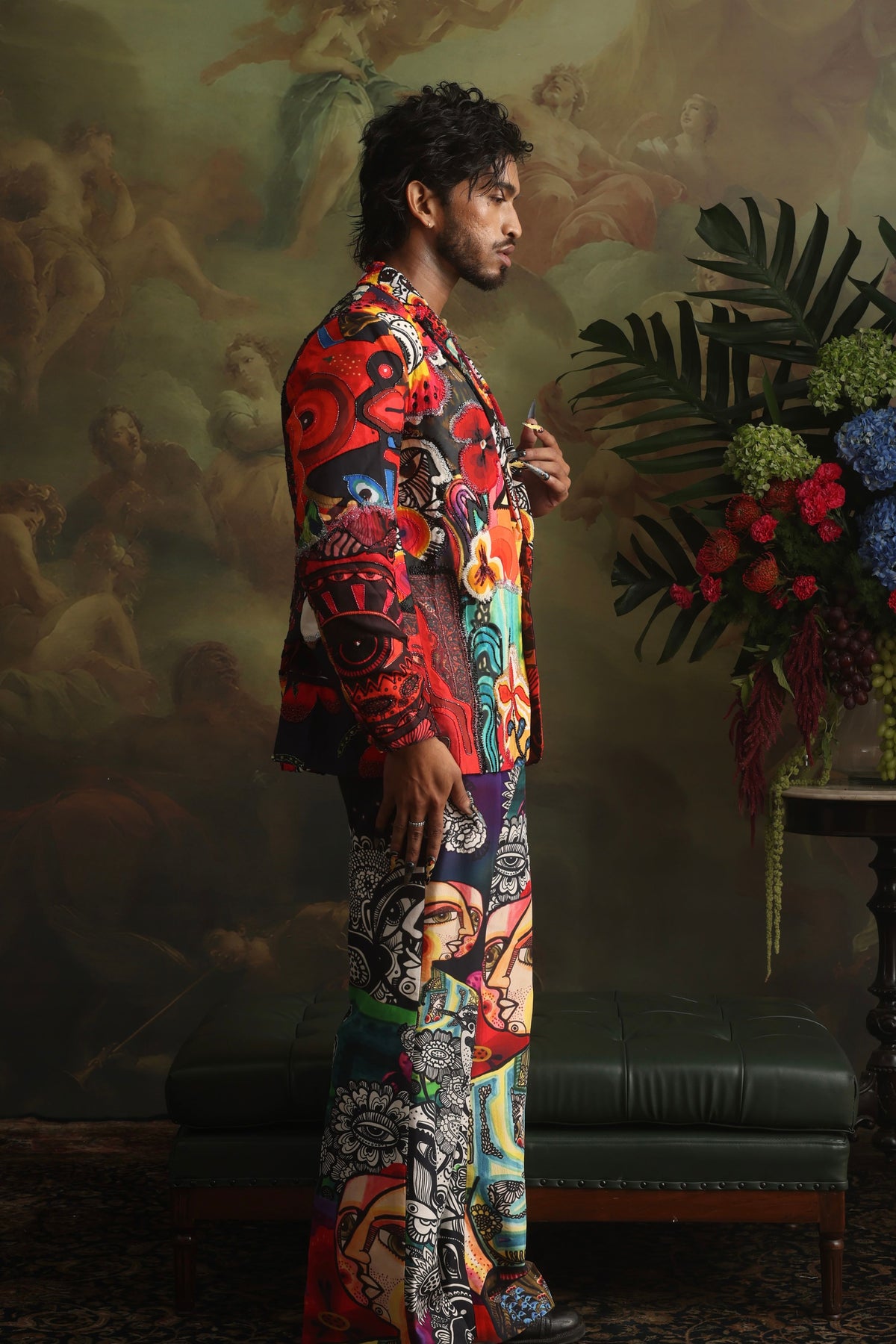 Multi Print Semi-Embroidered Blazer