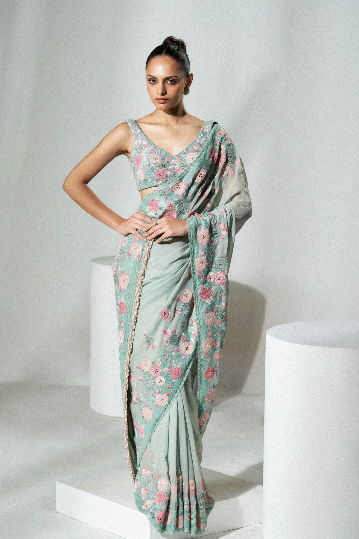 Sage Green Saree Set