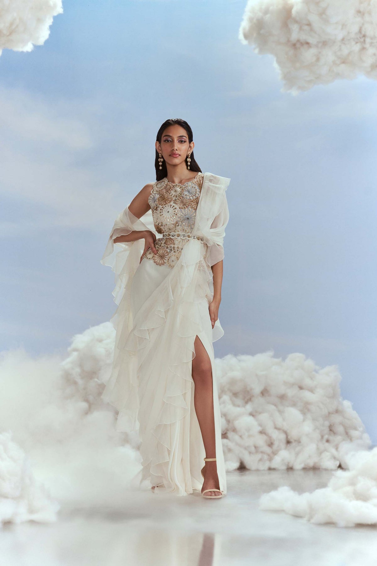 Celestial Top With Pre Draped Saree