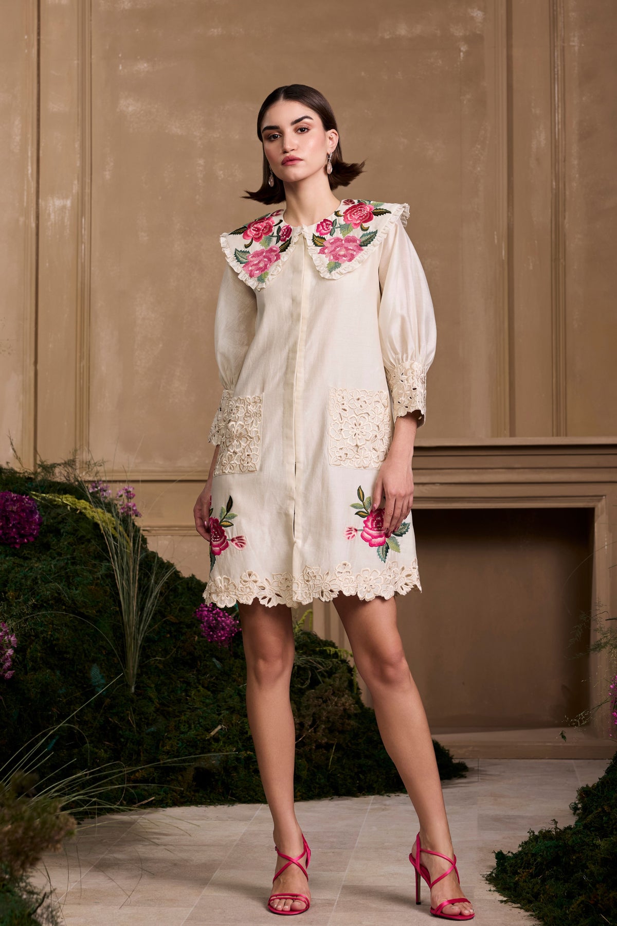 Ivory Rose Collared Short Dress