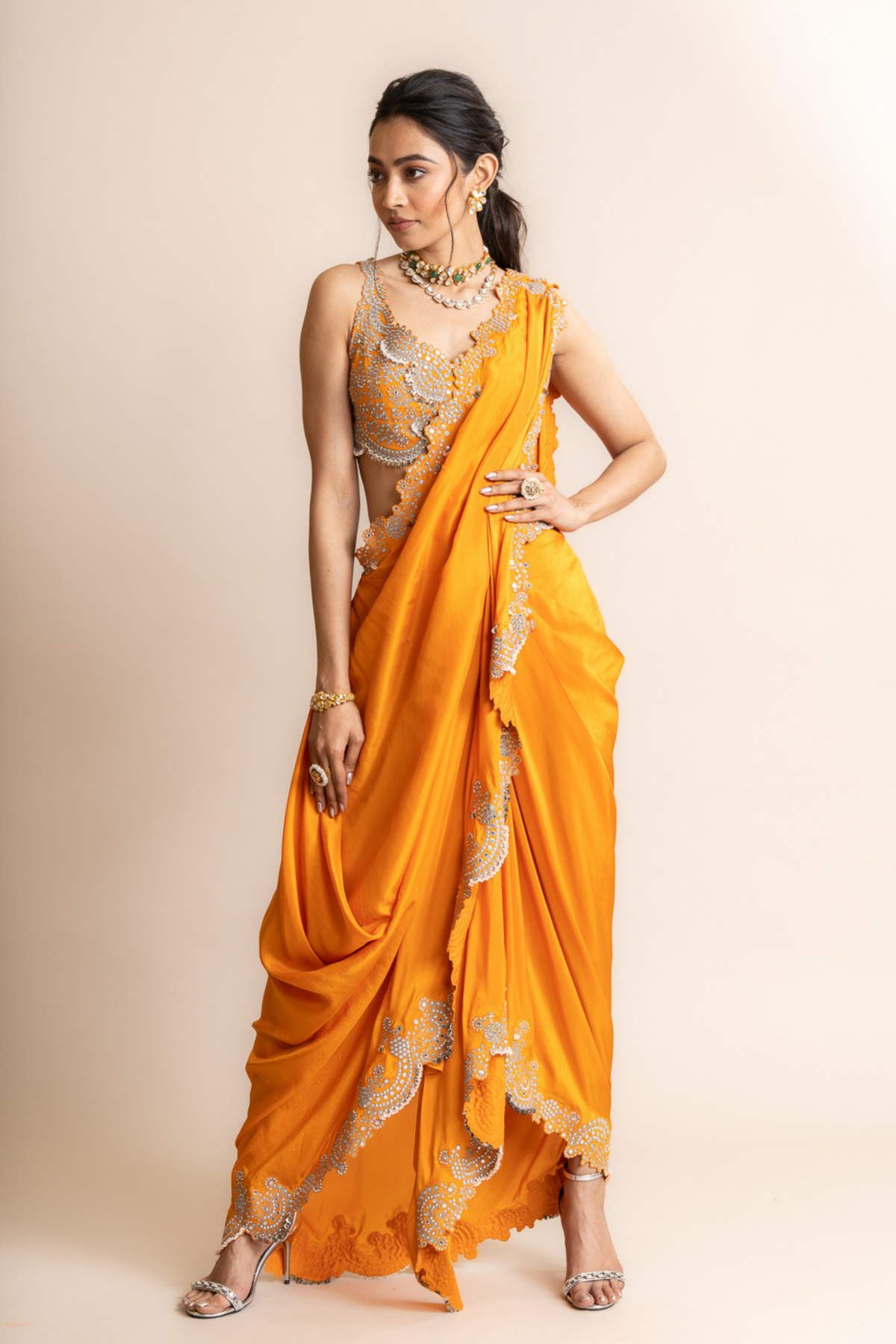 Pre-draped Sari Set