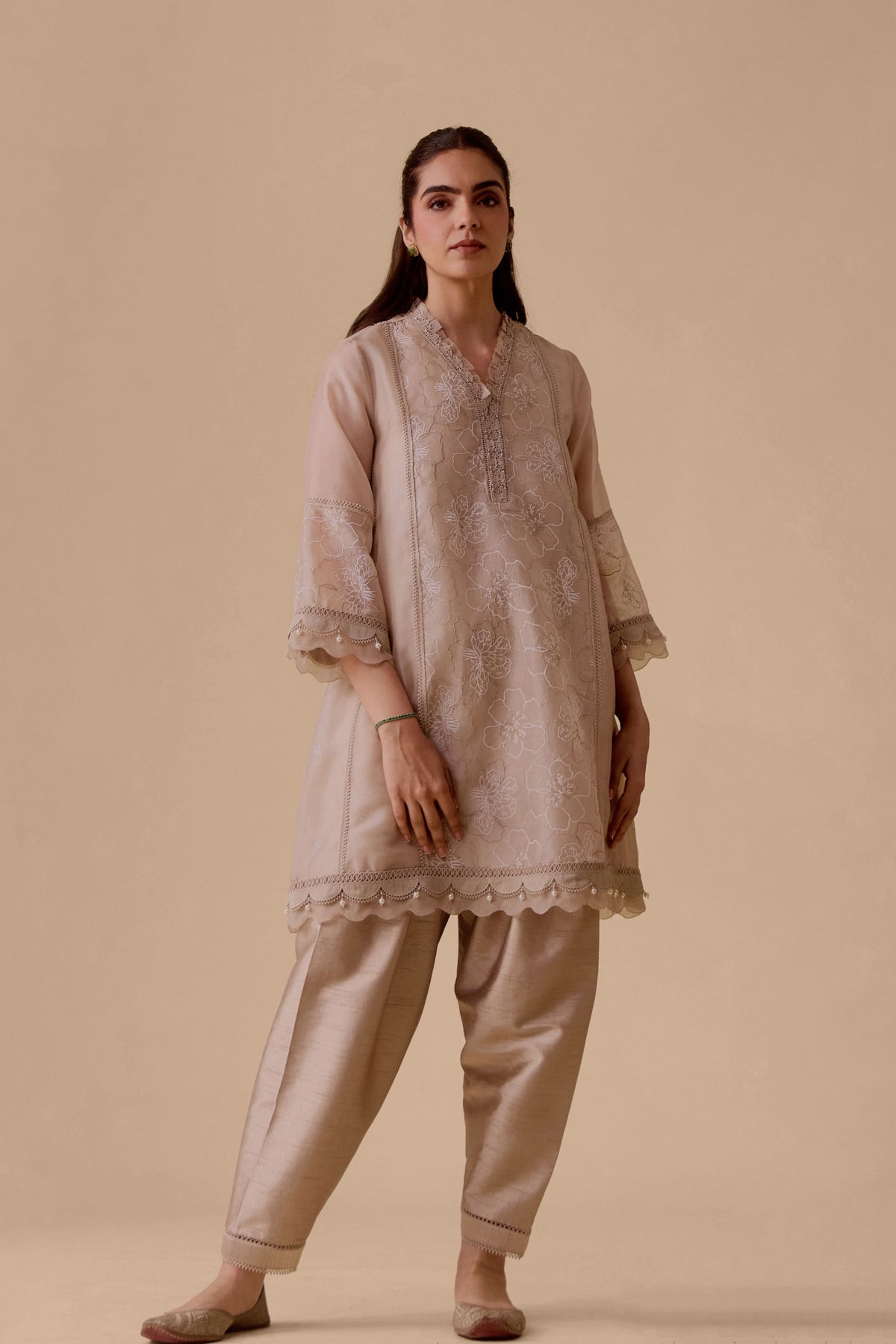 Farida Beige Kurta Set