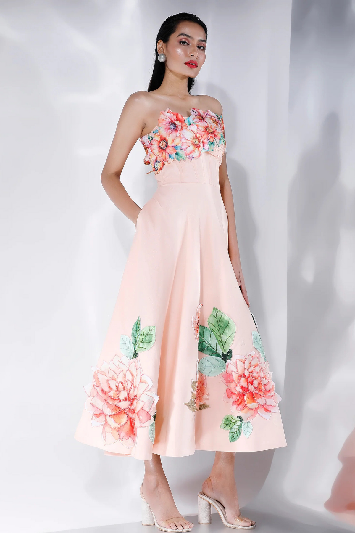 Peach Embroidered Dress