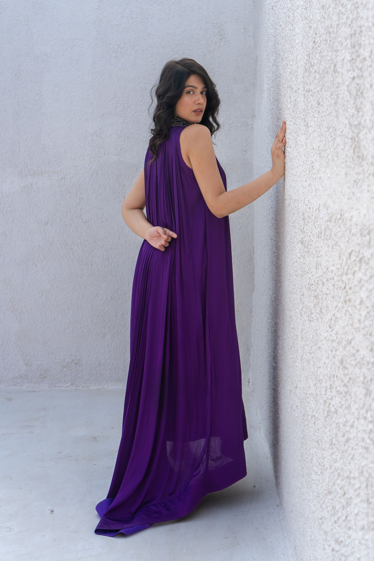 Purple-green Gather Gown