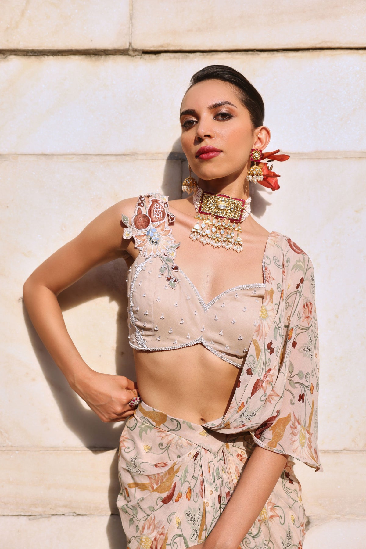 Siya Blush Pink Draped Skirt Set