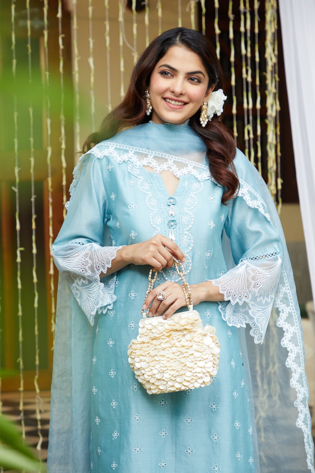 Mogra beige potli bag