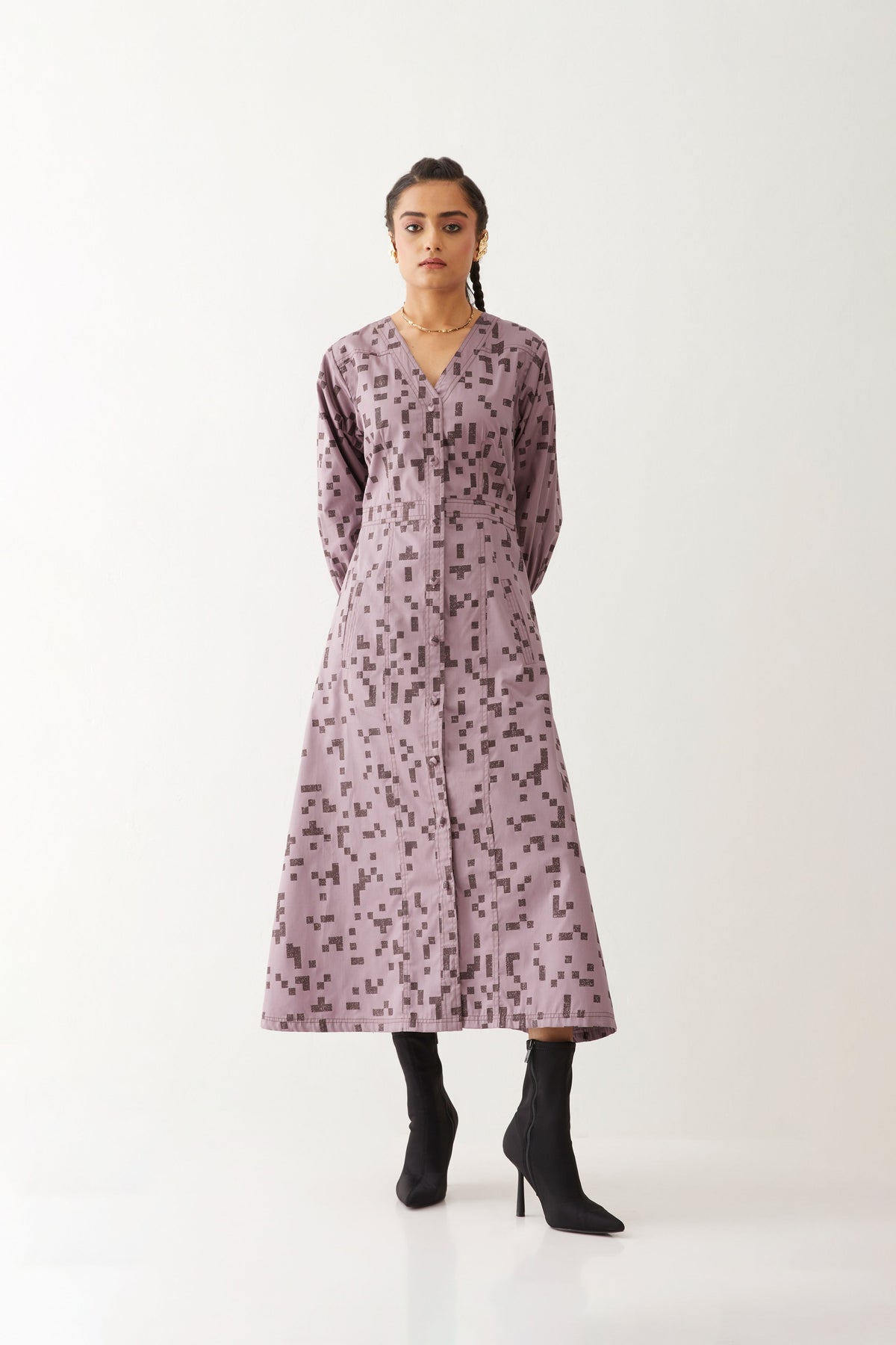 Innis Dress With Cube Print
