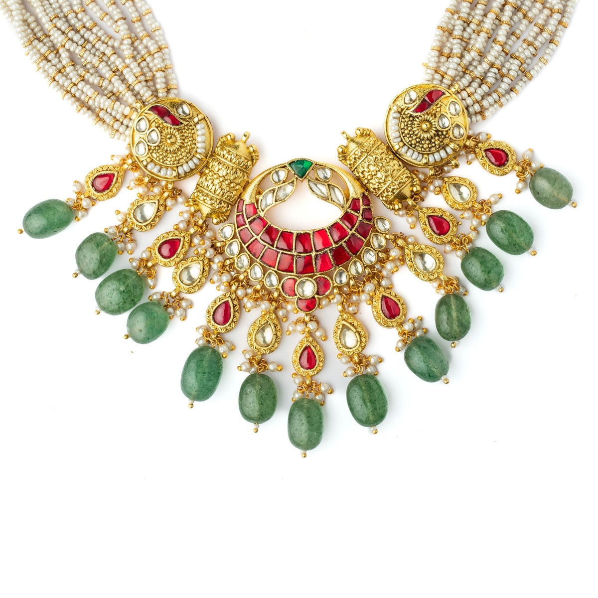 Green Kundan Polki Set