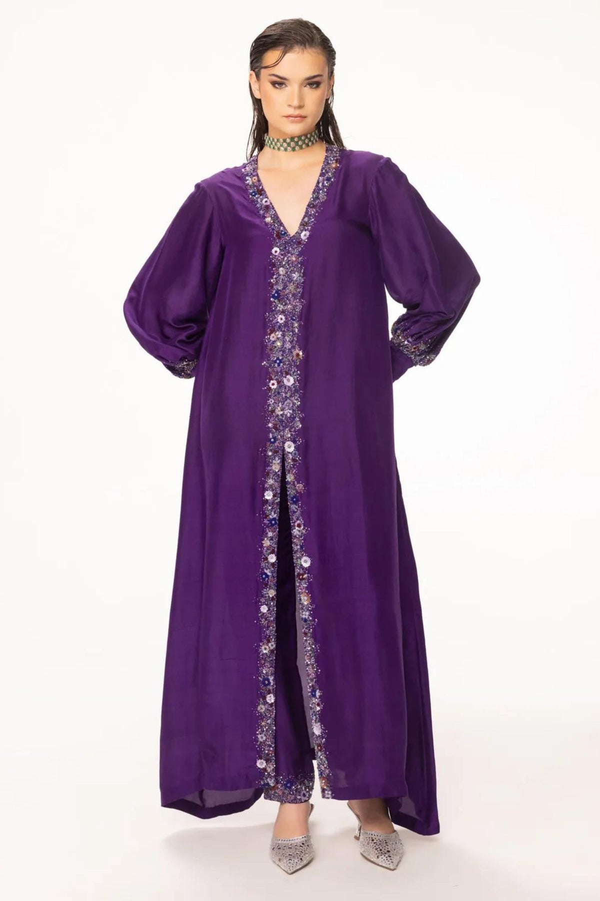 Purple Long Bell Sleeves Dress