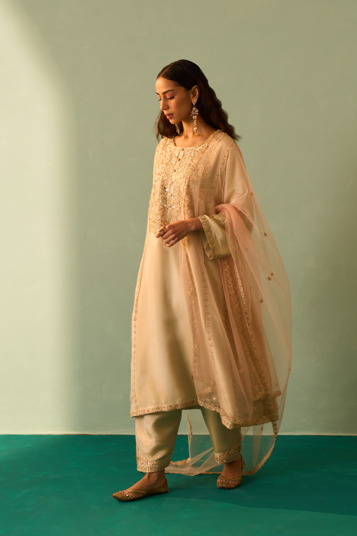 Gold Tissue Choga Set