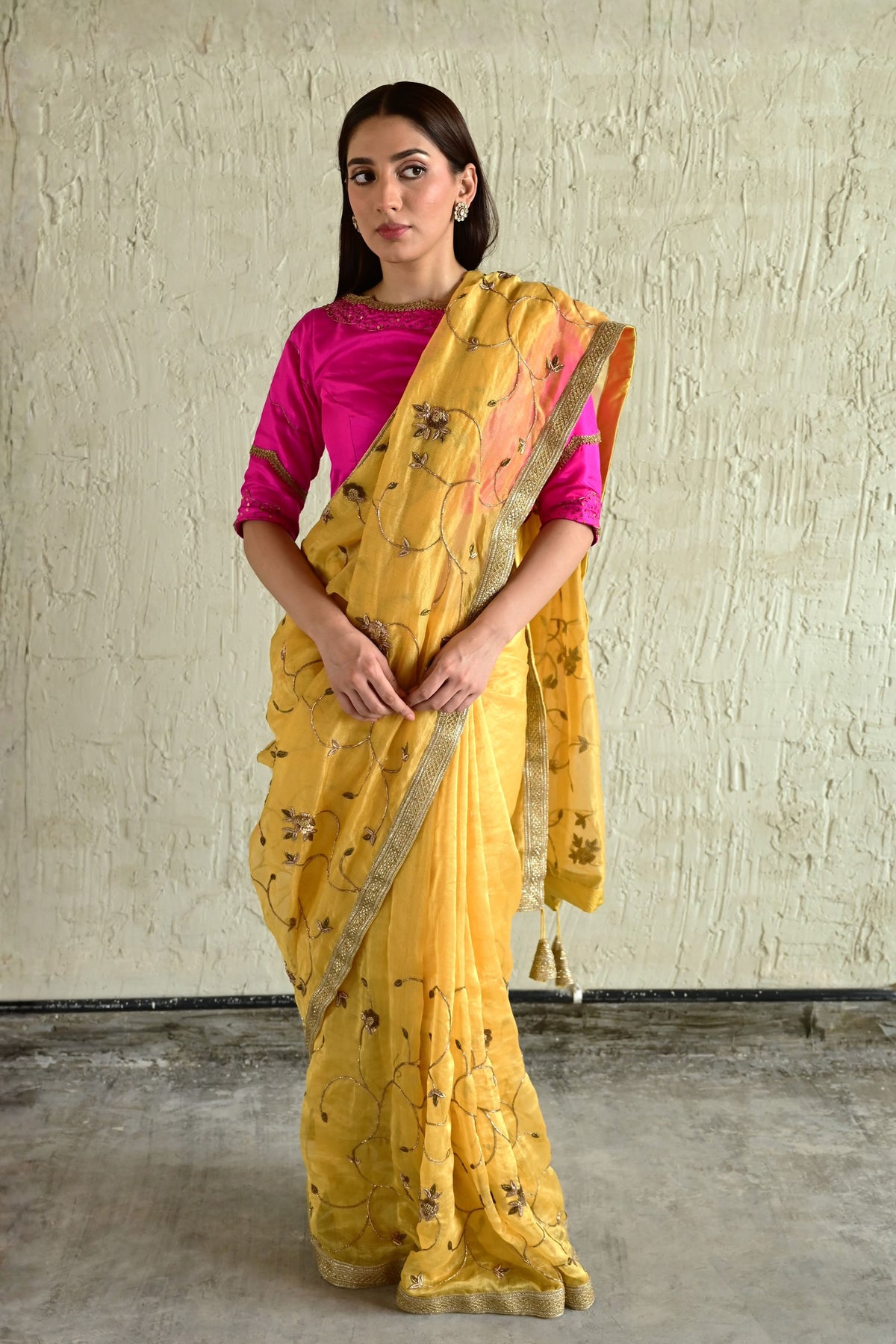 Golden Yellow Bel Saree