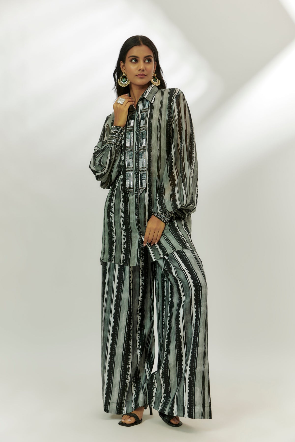 Black Stripes Printed Co-ord Set