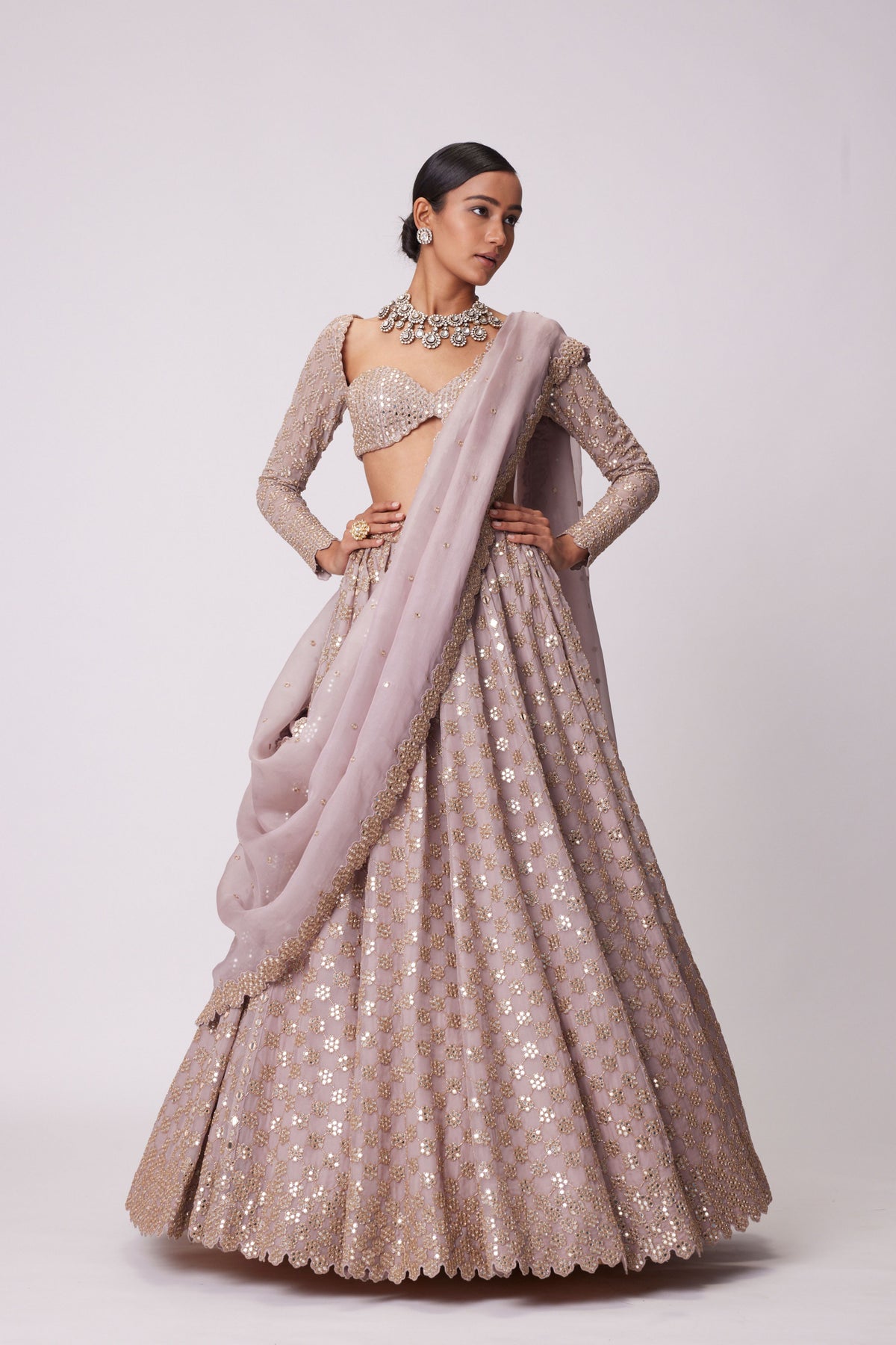 Ash Pink Lehenga Set