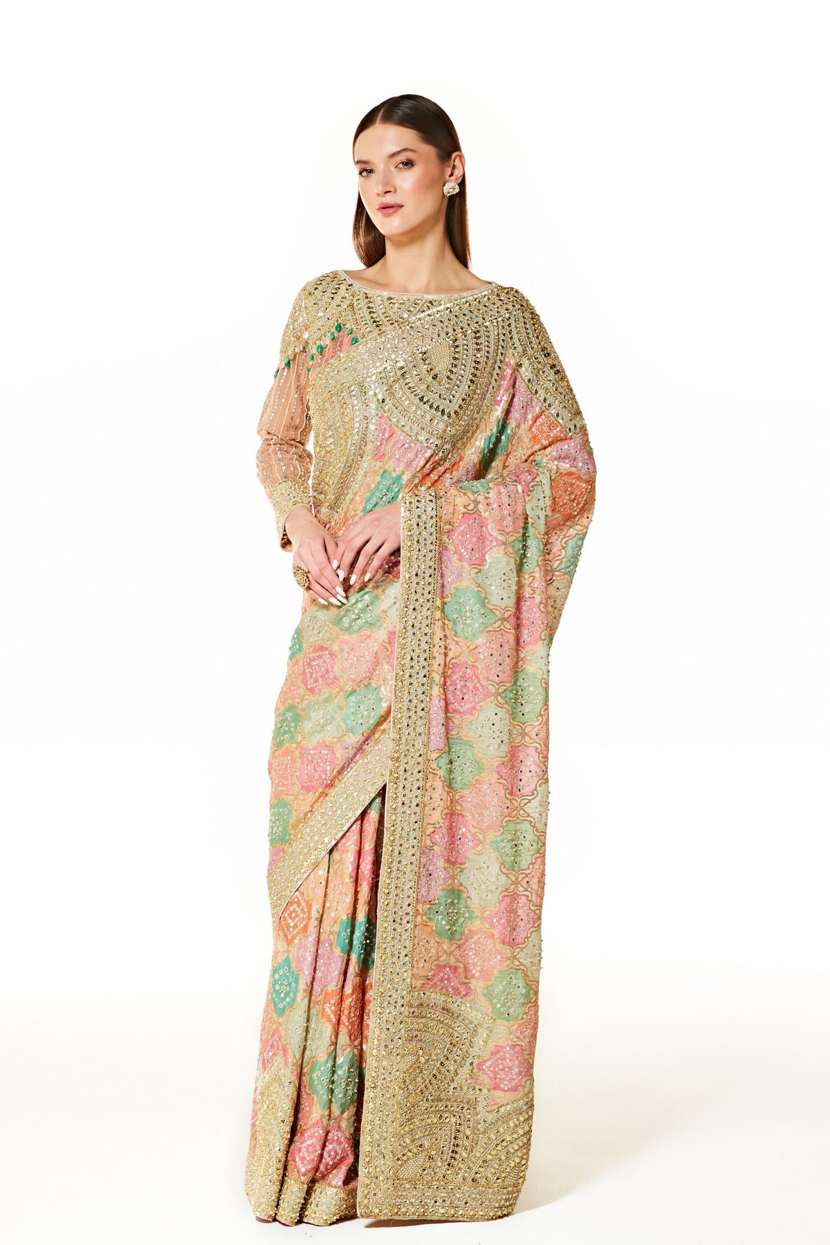 Zaynab Bandhani Saree Set