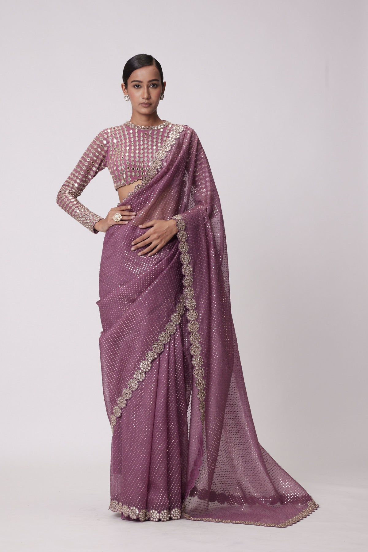 Mud Mauve Saree Set