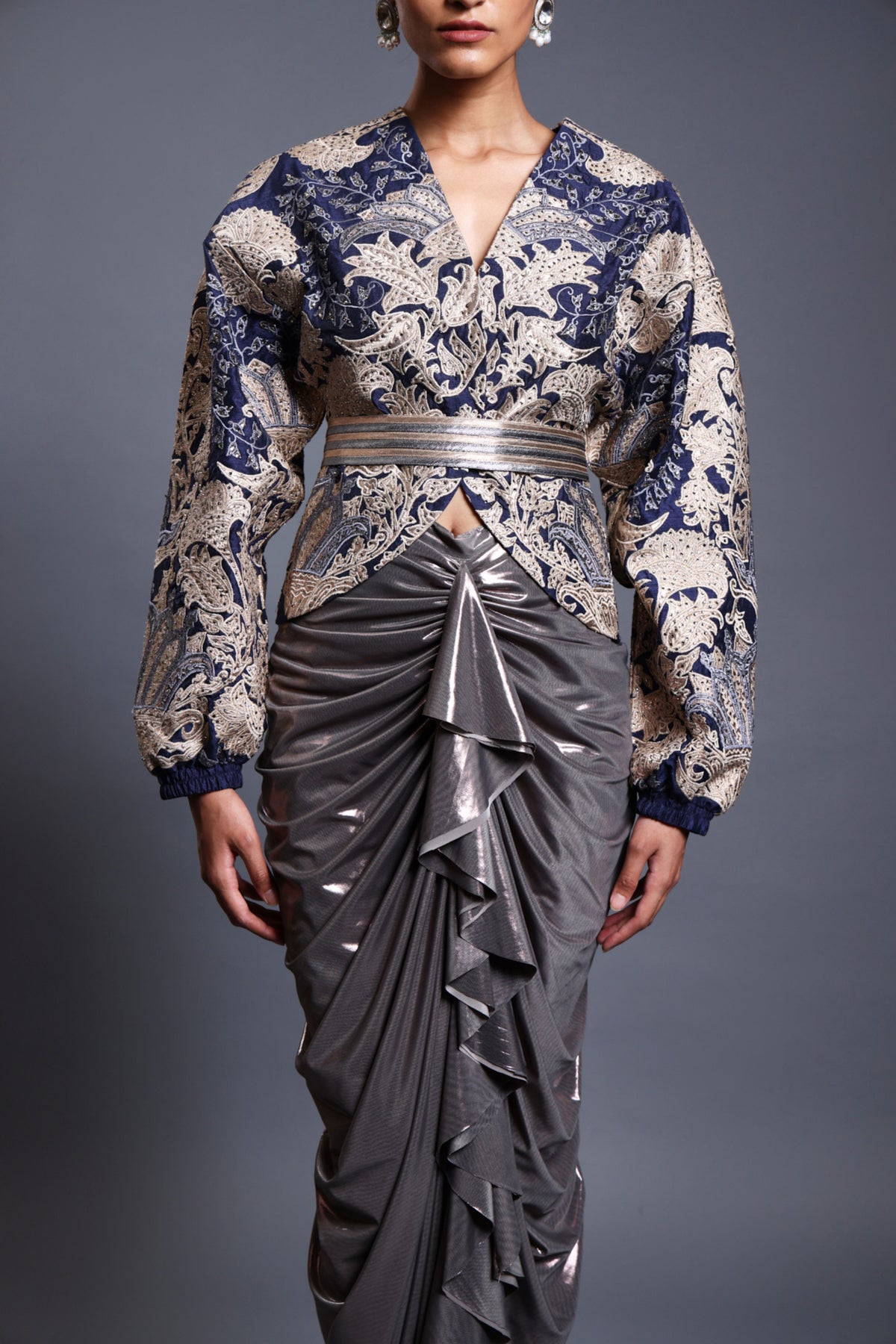 Navy Jacket With Belt