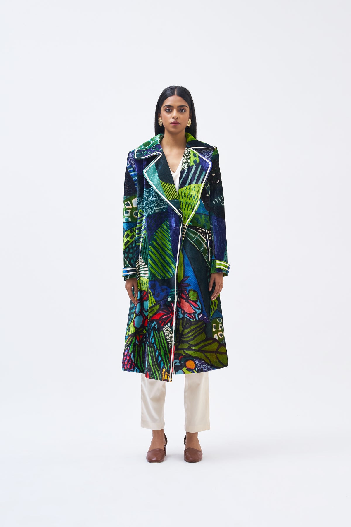 Guinea Silk Velvet Trench Jacket