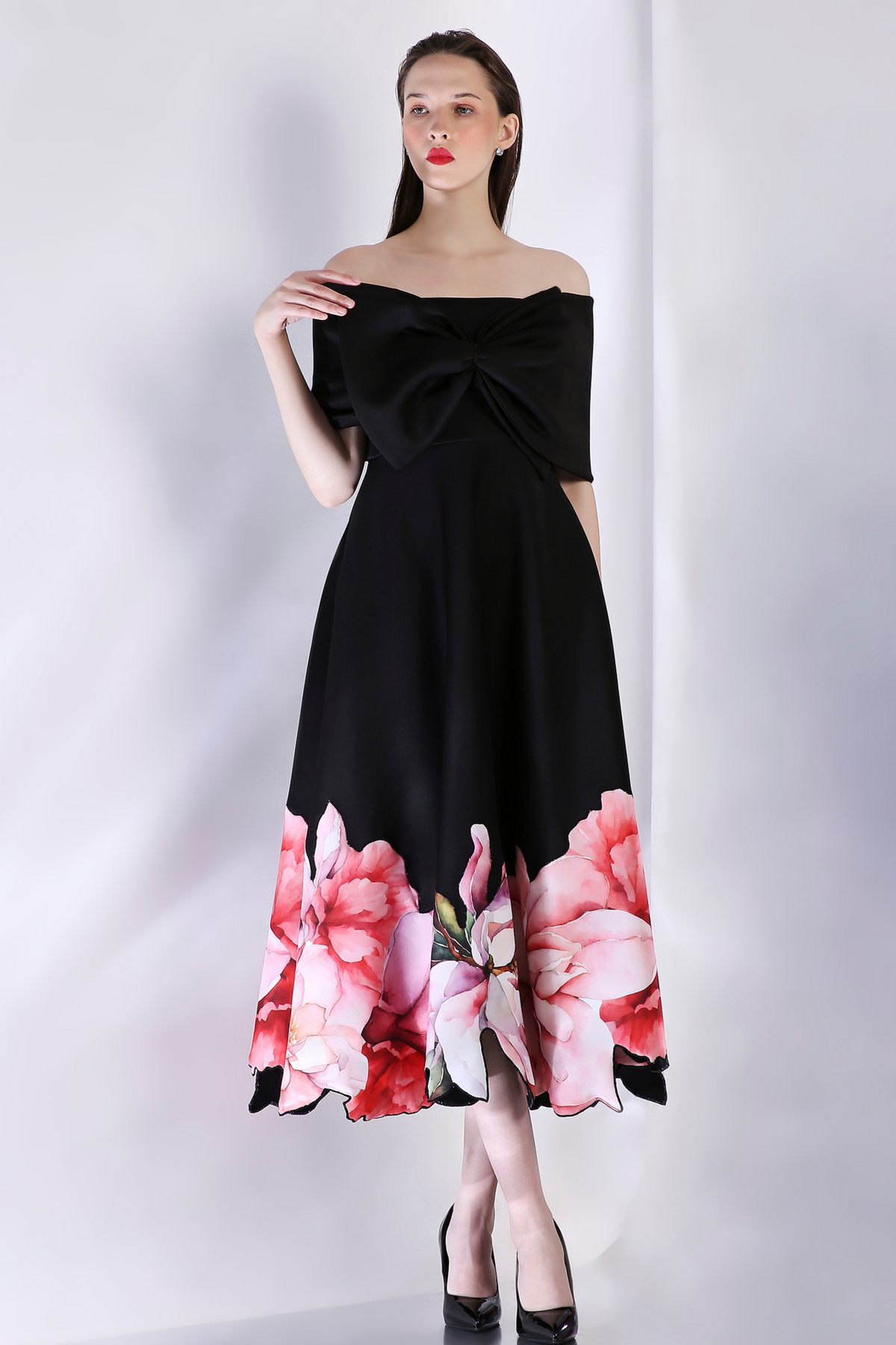 Vivienne Black Printed Dress