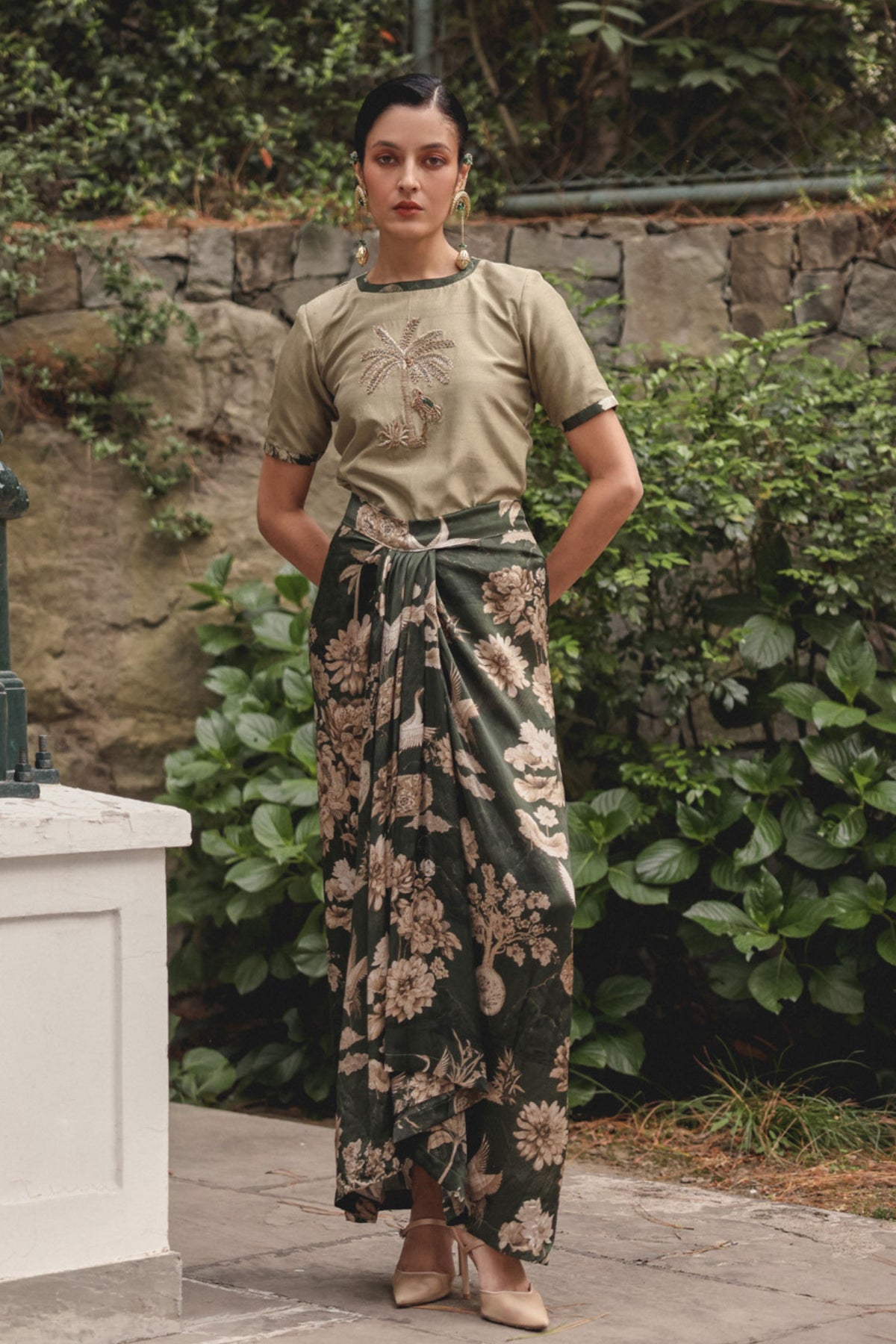 Jungle Mark Dhoti Skirt Set
