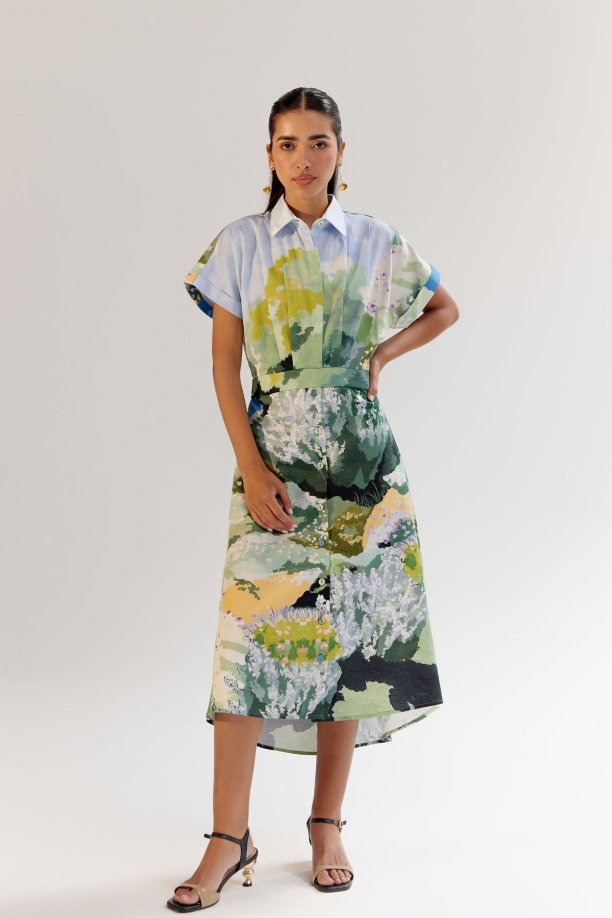 Forest Coral Midi Dress