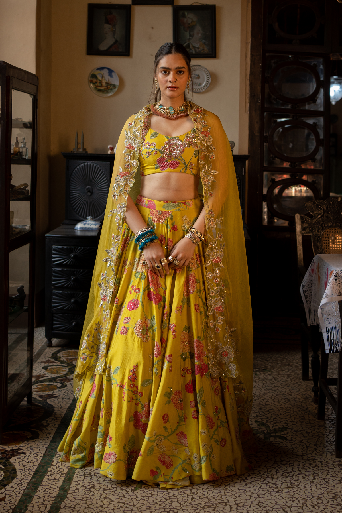 Refreshing Multi Floral Lehenga Set