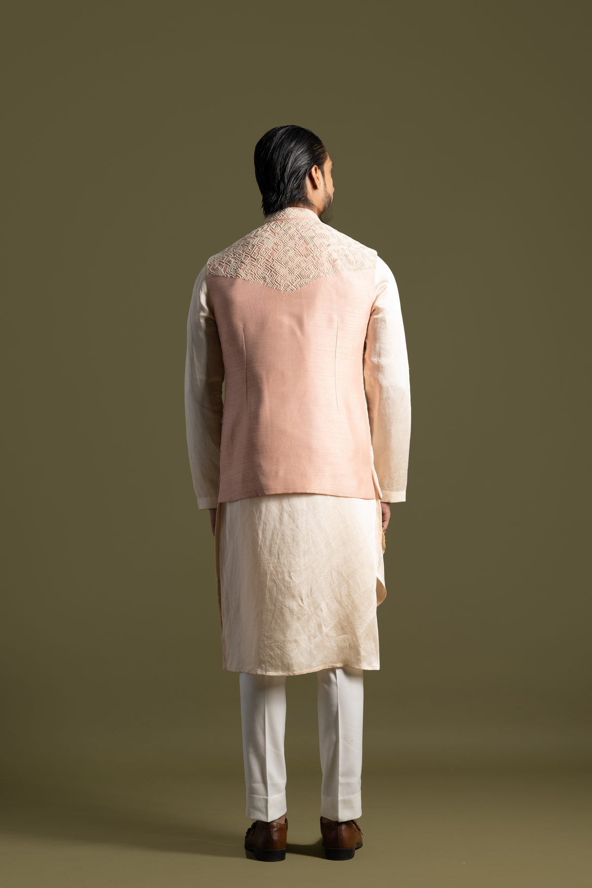 Peach Silk Kurta Set