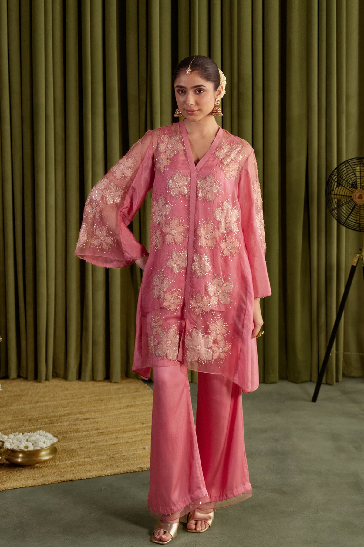Rose Pink Floral Kurta Set