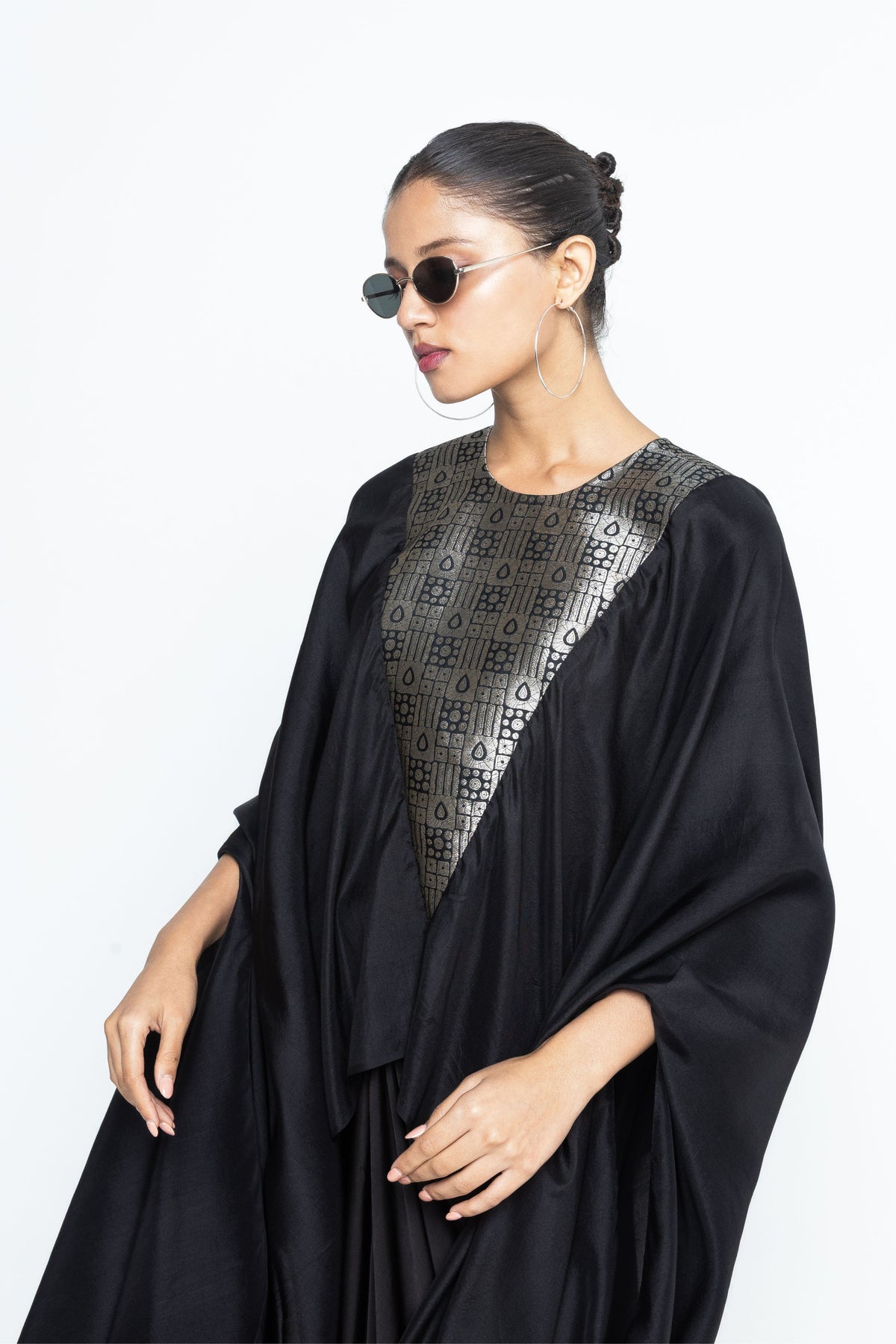 Statement Asymmetrical Black Cape Set