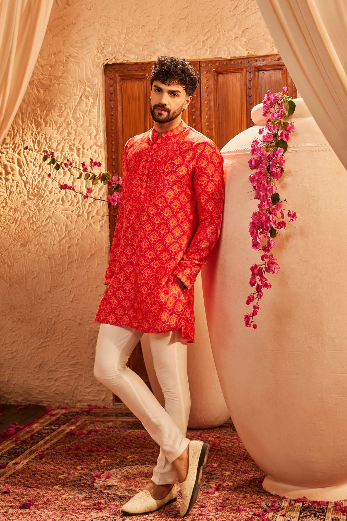 Eric Warm Orange Mens Kurta