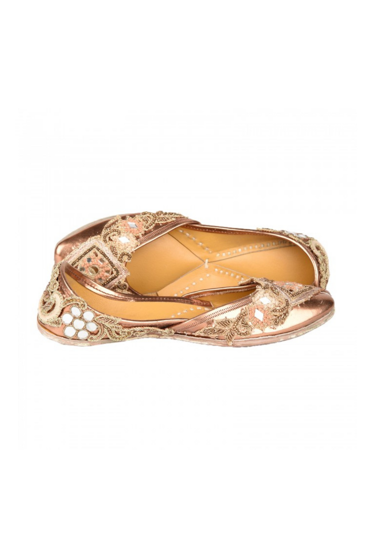 Mirror work jutti in copper