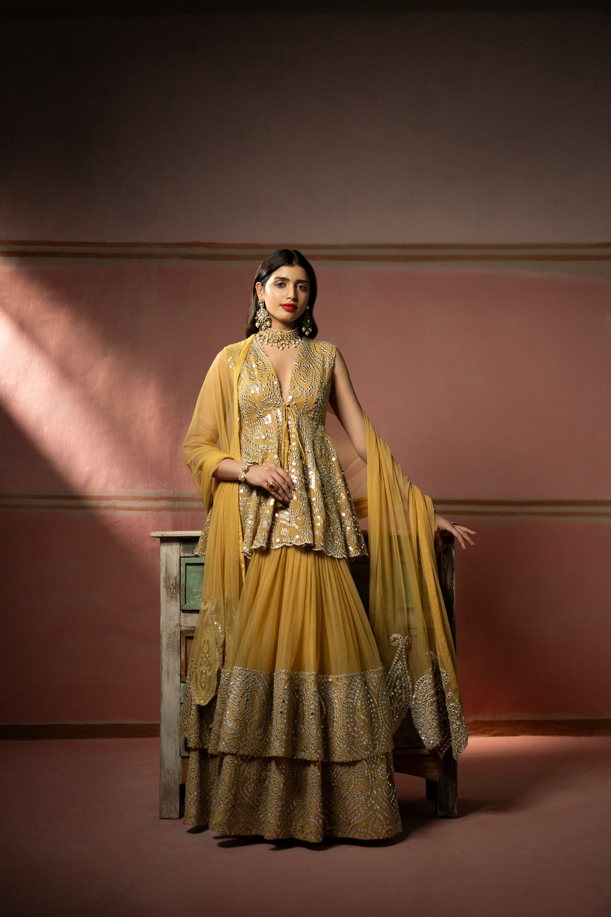 Mirrorwork High-low Lehanga Set