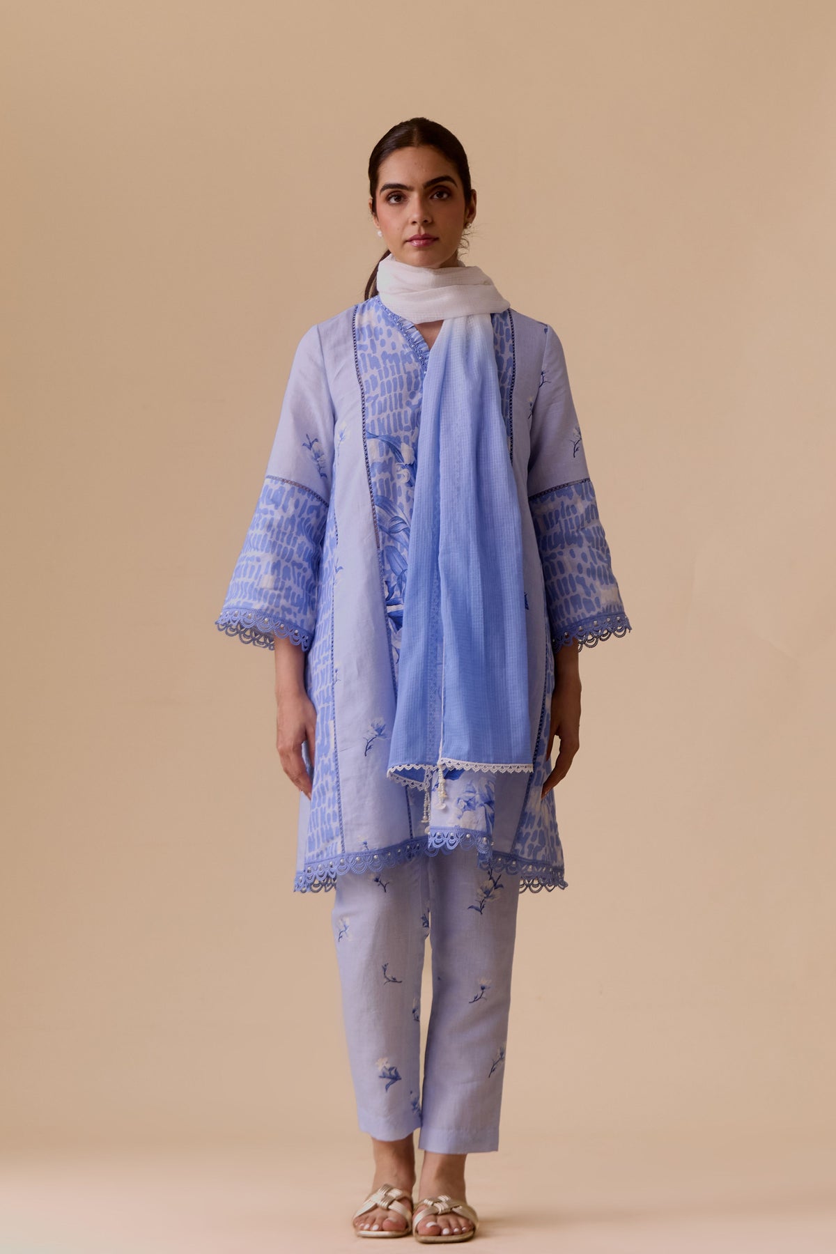 Farida Blue Print Kurta Set